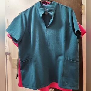 Jaanuu Aria Midnight Green Scrub Top